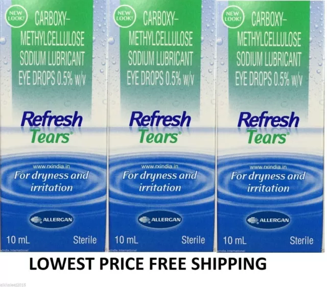 Pack Of 5 (10ml Each) Refresh Tears Lubricant Eye Drops ,Dryness & Irritation