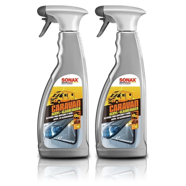 2x SONAX 750ml CARAVAN ACRILICO + DETERGENTE VETRO PLASTICA PLEXIGLASS CAMPER