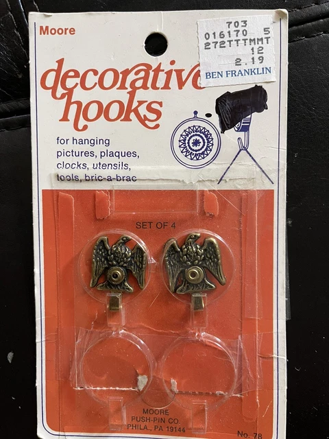 Vintage set of decorative american eagle hanging hooks New "Moore " Ben Franklin