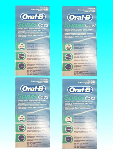 Oral-B Superfloss Zahnseide ohne MINZE 50 Fäden 1er - 4er Pack Floss