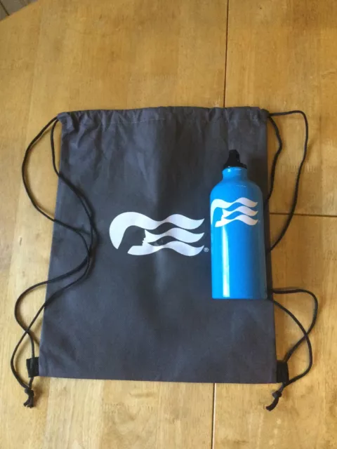 Princess Cruises: Blue Aluminium Water Bottle & Shoulder Bag with Sea Witch Logo