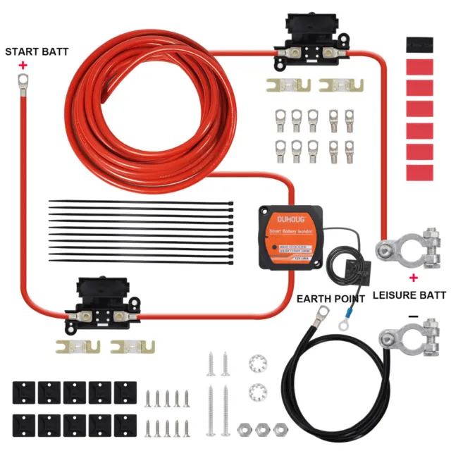 3/5/7m Ready Made Split Charge Kits 12v 140amp VSR Voltage Sense Relay Chargers 2