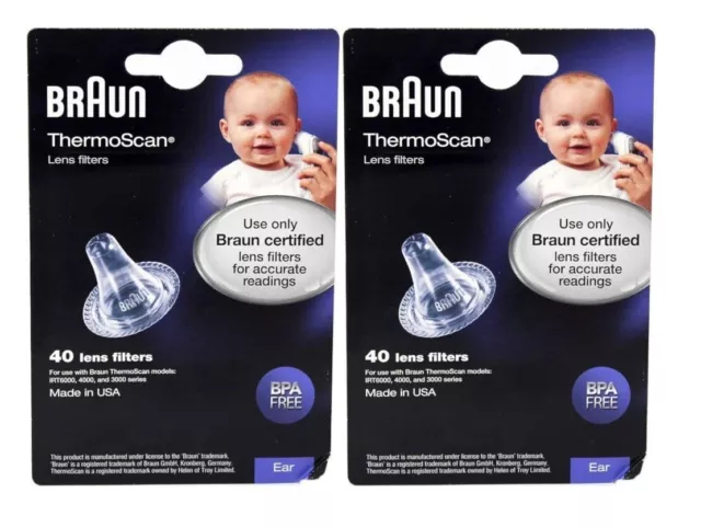 ⭐️✅2X Braun Thermoscan Ear Thermometer Replacement Lens Filter Cap Covers 2X40✅️