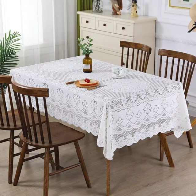 White Vintage Embroidered Lace Tablecloth Table Cloth Cover Wedding Party Decor