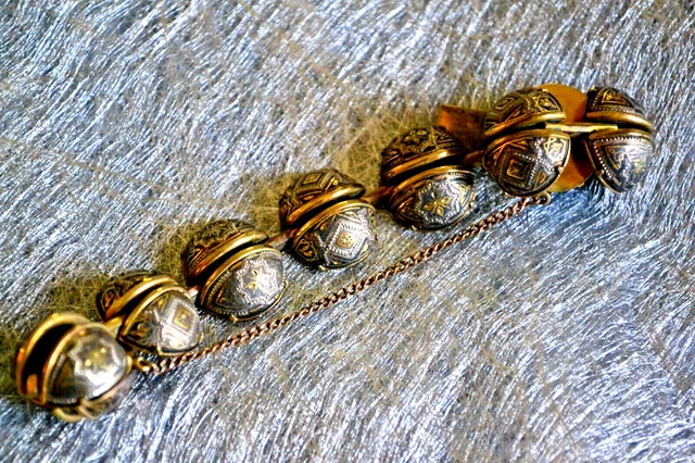 Bracelet Plaquette émaillé Vintage Années 70 - Vert, En Cuivre Et émail, Bijou De Créateur Occasion