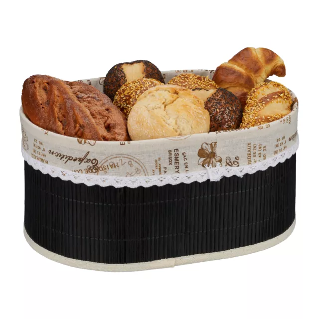 Corbeille pain bambou Panier pain Tissu Corbeille pain Panetière noire