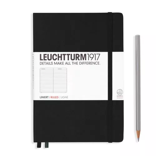 NEW Leuchtturm1917 Notebook Medium A5 Hardcover Lined - Black Notebook/Blank Boo