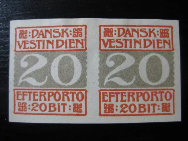 DANISH WEST INDIES Sc. #J6 scarce mint imperf stamp pair!