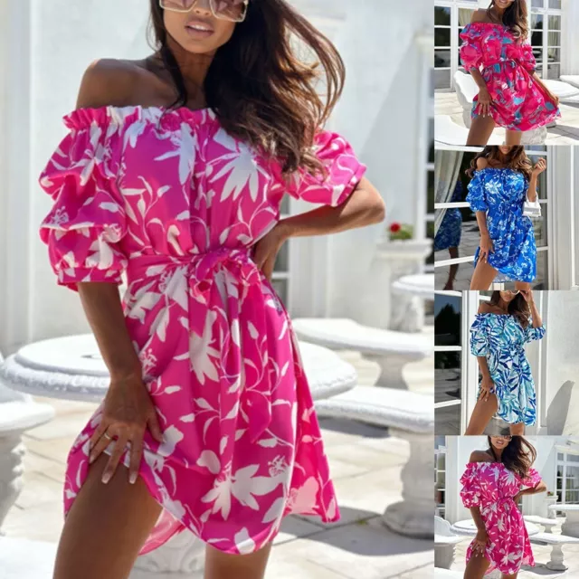Classy Flower Print Off Shoulder Dress for Women Ideal for Casual Holidays