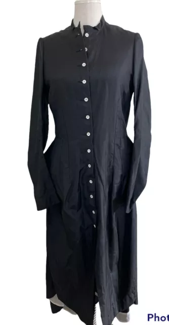Nigel Preston Tercey Dress L Black Button Side Bustle Constructed Goth Silk Nigel Preston Tercey Dress L Black Button Side Bustle Constructed Goth Silk