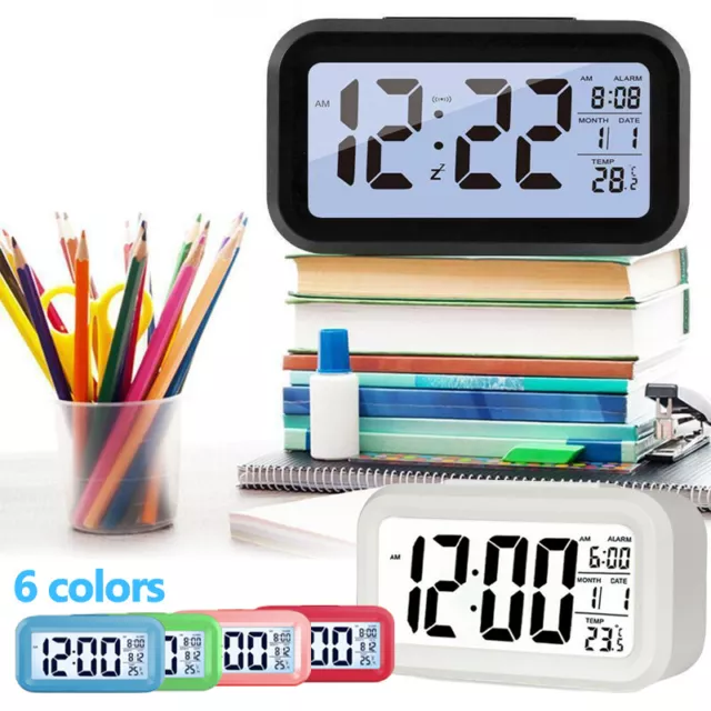 6 Color Operated  Digital LED Large Battery Display Alarm Clock Design light UK