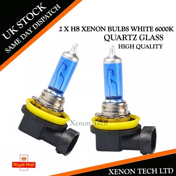 2 x H8 Super White Xenon Headlight Bulbs Upgrade Hid Full Dipped Fog 708 PGJ19-1