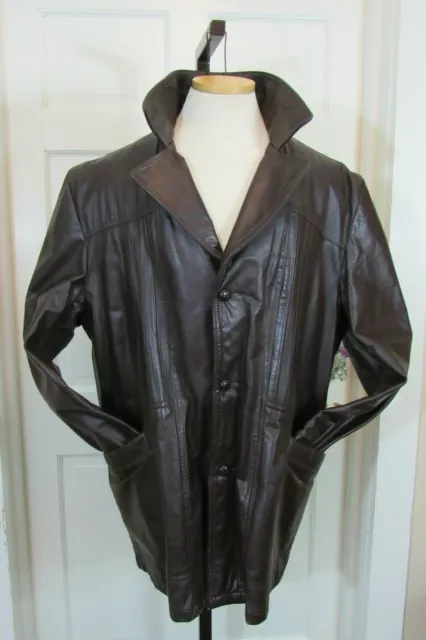 Montgomery Ward Vtg 70's Fight Club Removable Liner Leather Jacket Coat Men's 46