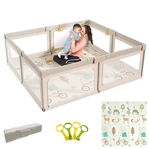 Baby Playpen with Mat, 71x59 Inches Extra Large Playpen for Babies and