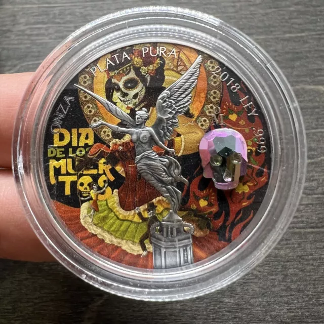 Libertad 1oz CRYSTAL SKULL II Dia De Los Muertos 💀🇲🇽 Silver Coin Mexico 2018