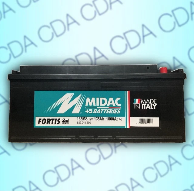 Batteria 12V 135Ah 1000A Midac 135Ms Positivo Sx Per Camion Batteria 12V 135Ah 1000A Midac 135Ms Positivo Sx Per Camion