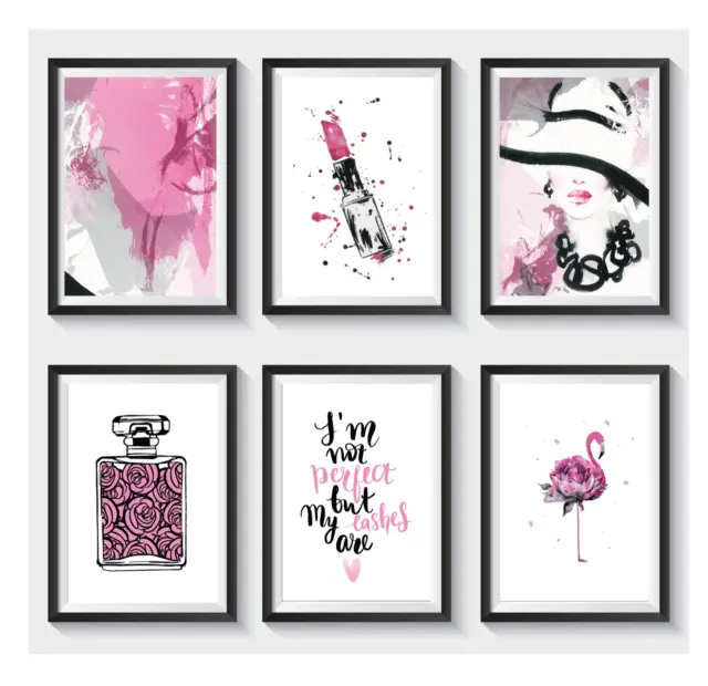 Fashion Quote Posters Pink Girls Gift Bedroom Beauty Wall Art Prints Pictures