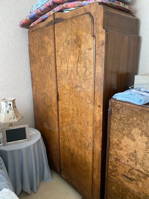 Antique Art Deco 1930s Walnut wardrobe by Barlows of Newport