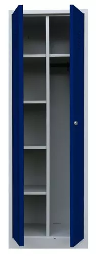 Metall Spind montiert Stahl Kleiderschrank Garderobe Putzschrank grau/blau