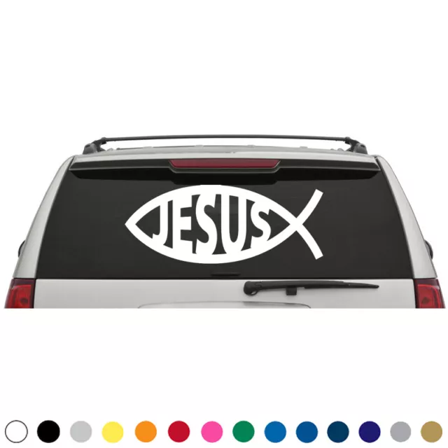 Christian Fish Symbol Ichthys Vinyl Decal Sticker Rear Window Car Truck Suv V2