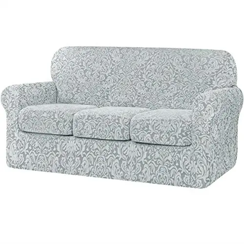 subrtex Jacquard Damask Sofa Slipcover with 3 Separate Seat Cushion Couch Cover