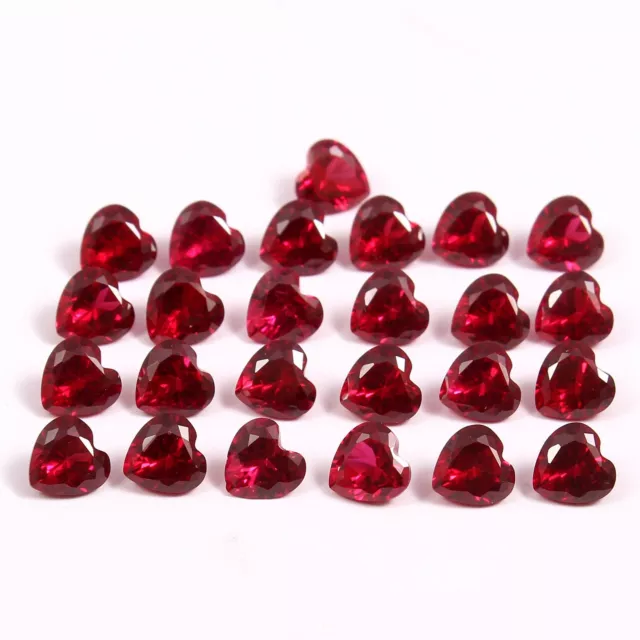 4x4 MM Natural Mozambique Pegion Red Ruby Heart Loose 5 Pcs Gemstone Cut Lot