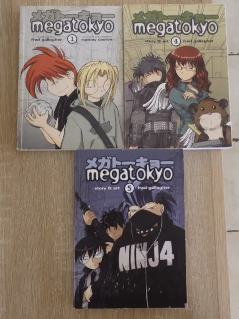 As New Megatokyo Manga Books 1, 4, 5, Pb Fred Gallagher Tracked Post