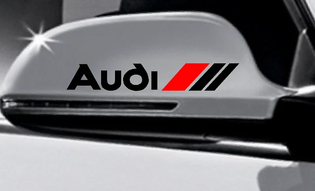 2 X Audi Quattro Outline Vinyl Decal Sticker - 200mm Black, Glossy, For Door Bumper Window