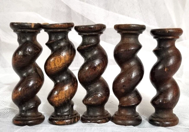5 Barley twist turned spindle Column Antique french architectural salvage 4.8 in 5 Barley twist turned spindle Column Antique french architectural salvage 4.8 in