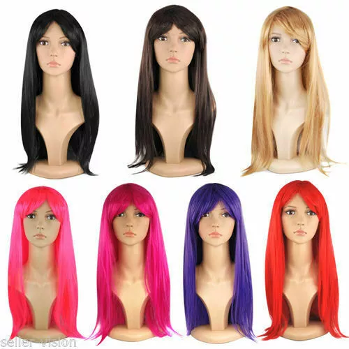 Womens Ladies Long 19.6" Straight Wig Fancy Dress Cosplay Wigs Pop Party Costume