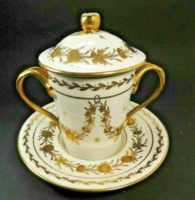 Antique French Old Paris Floral Hand Painted Porcelain Sugar Bowl