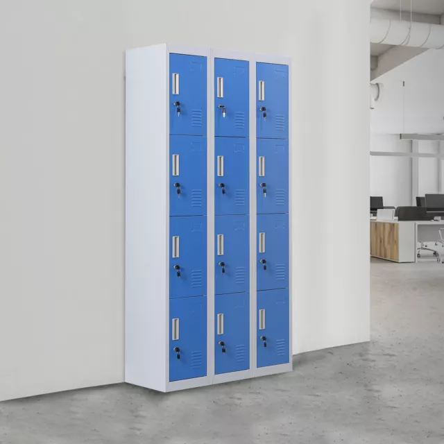 12-Door Locker for Office Gym Shed School Home Storage - 3-Digit Combination