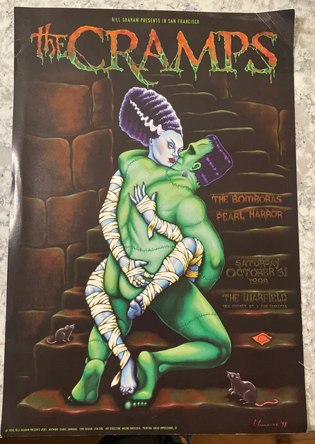 The Cramps FRANKENSTEIN Halloween Original Concert Poster AOMR BGP warfield