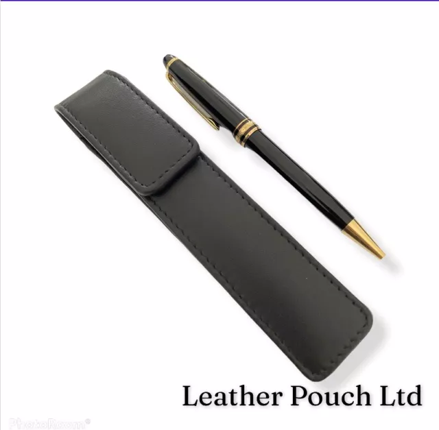 Black Single Magnetic Flap Pen Case, Pen Pouch. Real Leather quality hand made 2
