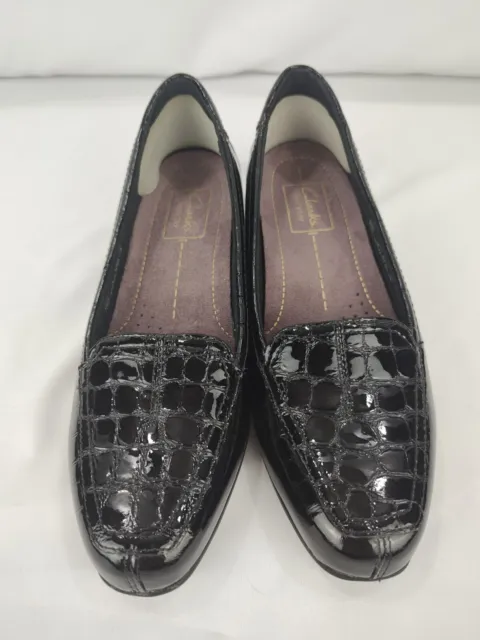 Clarks Everyday - Timeless Black Patent Croco Loafer Wo's 6M 82699 Crocodile