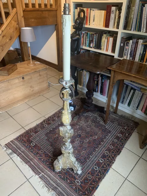 A Large Antique Carved And Gilded Torchere. 18th Century.  For Restoration.