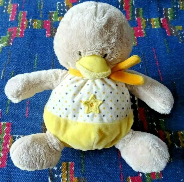 Mb/ Doudou Peluche Mots D'enfants Poussin Canard Jaune Beige Etoile Etat Neuf