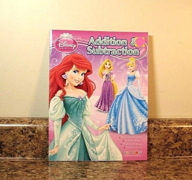 DISNEY PRINCESS MATH Addition Subtraction Learning Workbook NEW $5.95 ...