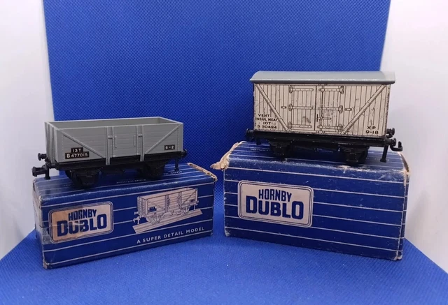 HORNBY DUBLO D1  STANDARD WAGON & MEAT VAN (OriginalBoxed) x2