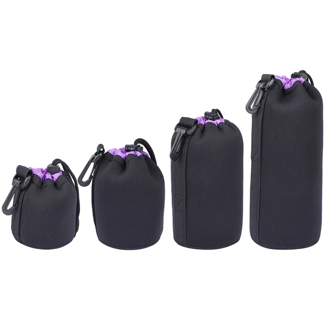 Neoprene SLR Camera Lens Pouch Case Drawstring Shockproof Soft Protective Bag