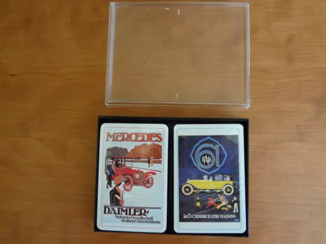 VTG NIB Mercedes Daimler & 61 Italia Double Deck Plastic Coated Playing Cards