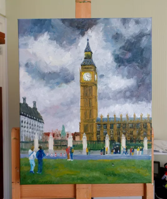 London Big Ben Great Bell Original Oil Painting canvas 16x20 Painted JSArt 3