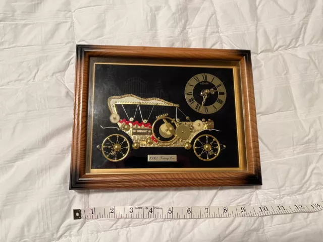 Vintage Unusual Clock Antique Car Made w/ Sewing Trinkets Rhythm Watch Co Japan