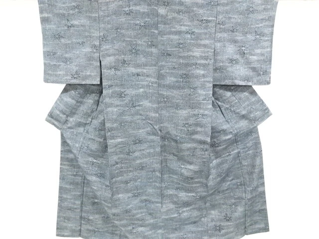 6813743: Japanese Kimono / Vintage Kimono / Tsumugi / Woven Maple Leaves