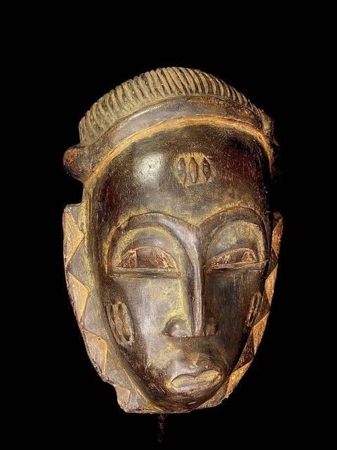 Zaouli Guro Maschera africana antiquariato faccia tribale vintage Legno...