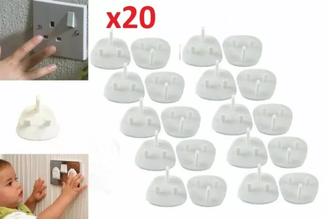 20pc Child Safety UK Plug Socket Covers Mains Electrical Protector Inserts Guard