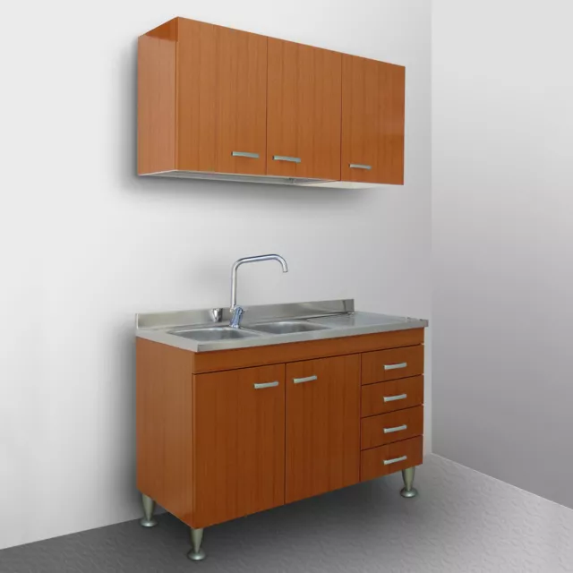 Mobile cucina 3 ante con lavello inox sinistro 120, con scolapiatti e  pensile Arredobagno e Cucine s.r.l.s.