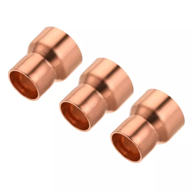 Copper Reducing Coupling Fitting with Sweat End, 3/4 x 1 Inch ID, Pack of 3