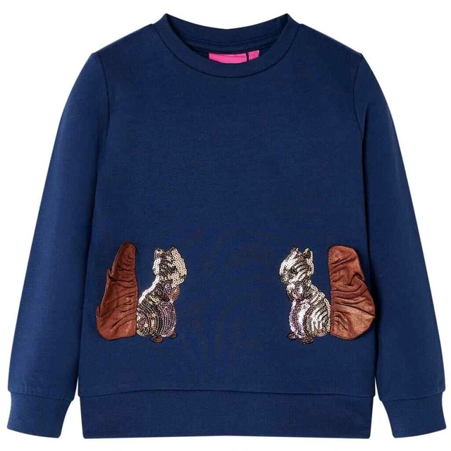 Felpa per Bambini Scoiattoli con Paillettes Blu Marino 116 vidaXL