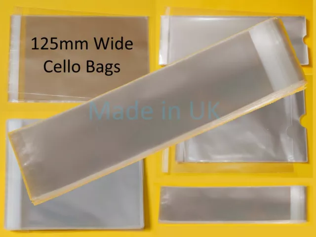 Clear Tall/Slim Cello Display Bags - 125mm Wide Cellophane Bag Bookmarks & Gifts